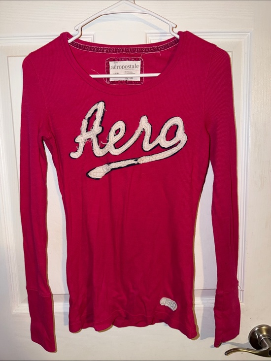 Aeropostale Sweaters - Vintage Y2K Aeropostale Hot Pink "Aero" Long Sleeve Thermal Top